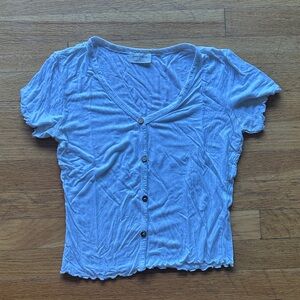 Free Kisses Ribbed White Button-Down Shirt